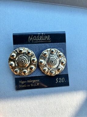 Madeline Gold Textured Round Stud Earrings